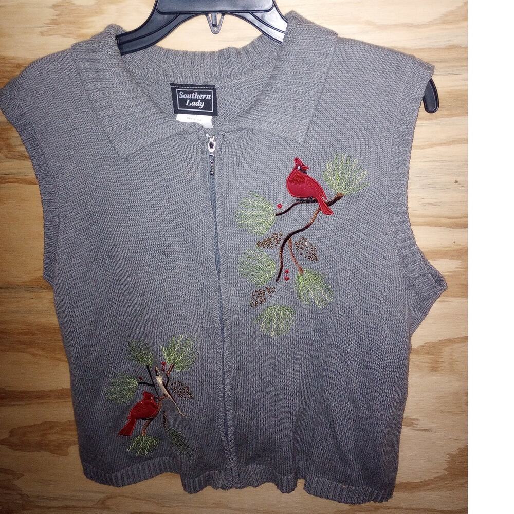 Southern‎ Lady Cardinal Vest Large Women's Bird Nature Holiday Cottagecore